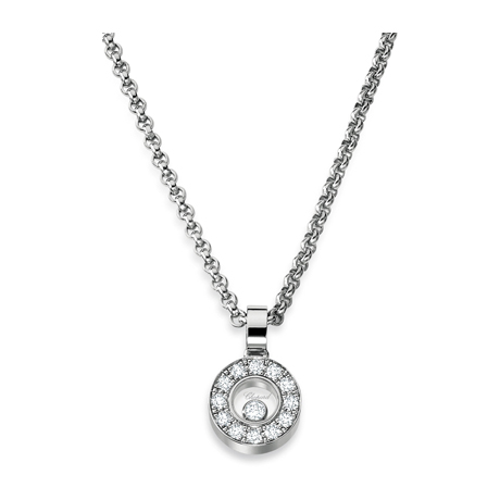 CHOPARD HAPPY DIAMONDS NECKLACE 7.9 18K WHITE GOLD