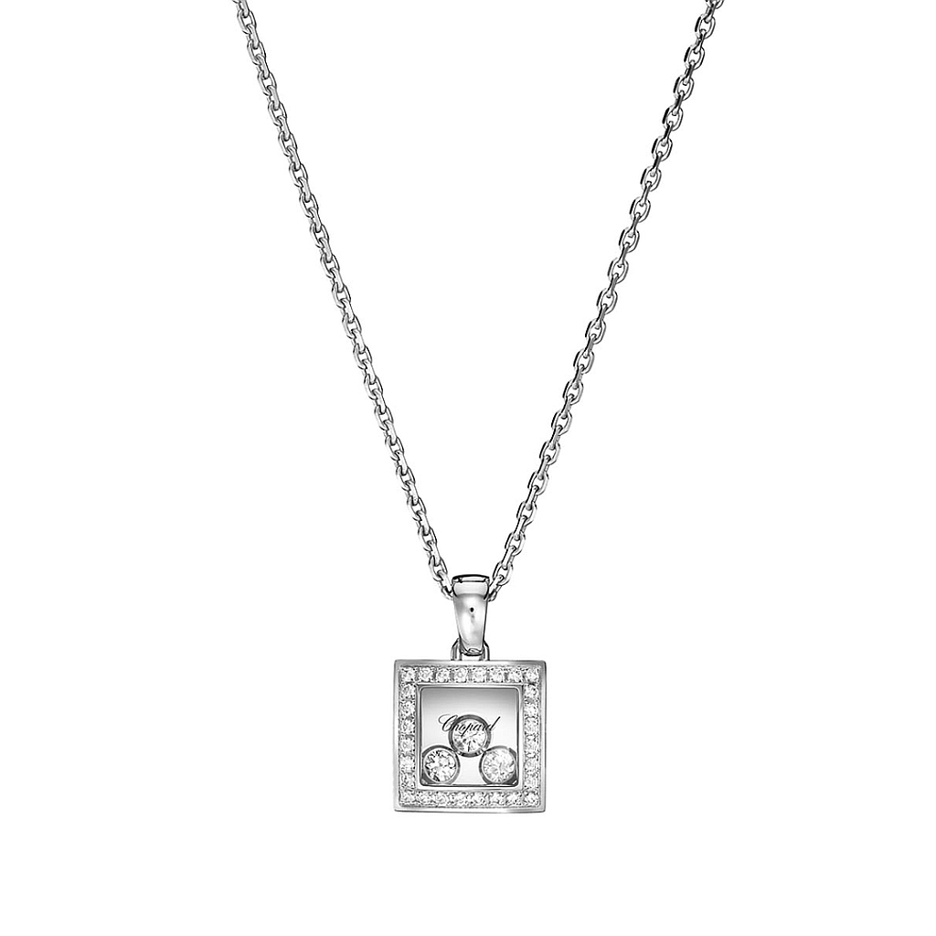 CHOPARD HAPPY CURVES NECKLACE 8.22 18K WHITE GOLD