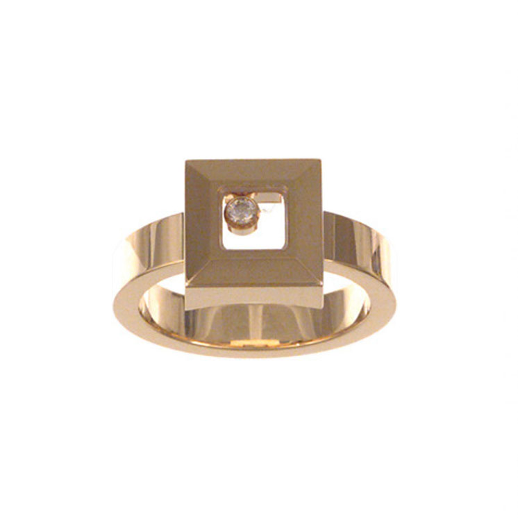 CHOPARD HAPPY DIAMONDS RING T 53 11.4 18K ROSE GOLD