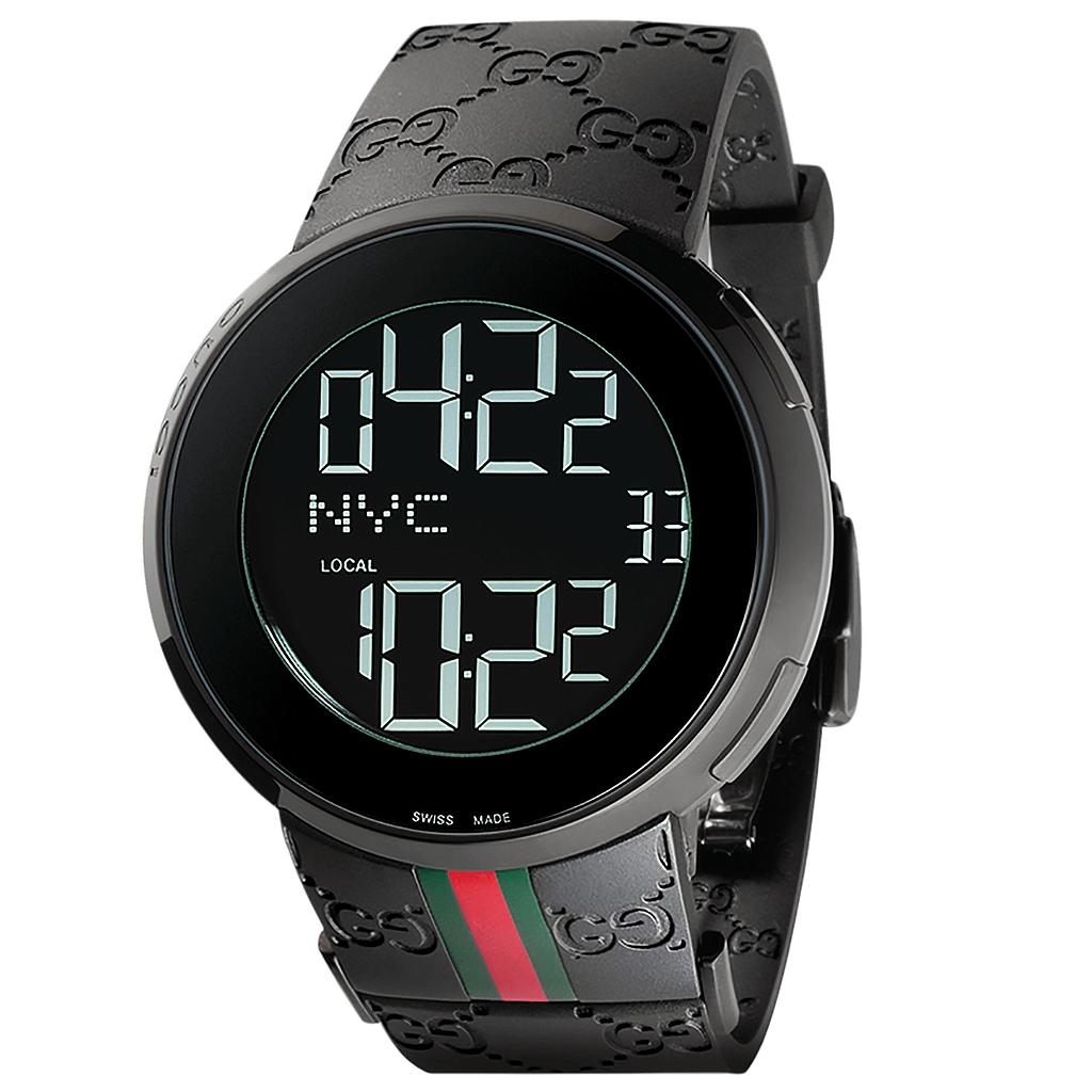 I GUCCI XL QUARTZ 44MM STEEL & PVD DIGITAL RUBBER