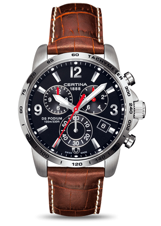 DS PODIUM BIG SIZE CHRONO QUARTZ 42MM STEEL BLACK ALLIGATOR