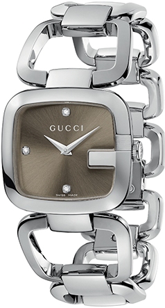 G GUCCI MEDIANO QUARTZ 32MM STEEL BROWN STEEL