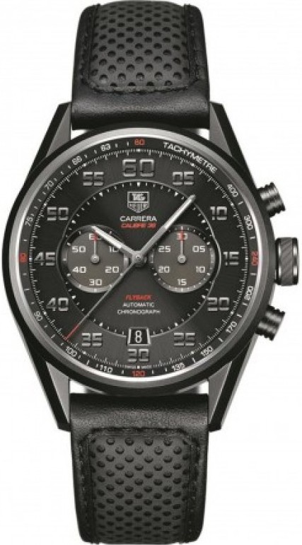 CARRERA CALIBRE 36 RACING CHRONOGRAPH AUTOMATIC 43MM TITANIUM BLACK ALLIGATOR