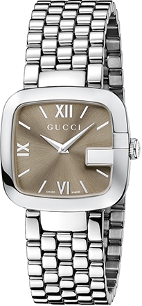 G GUCCI MEDIANO QUARTZ 32MM STEEL BROWN STEEL
