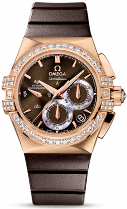 CONSTELLATION DOUBLE EAGLE CO AXIAL CHRONO 35MM AUTOMATIC 35MM ROSE GOLD BROWN RUBBER