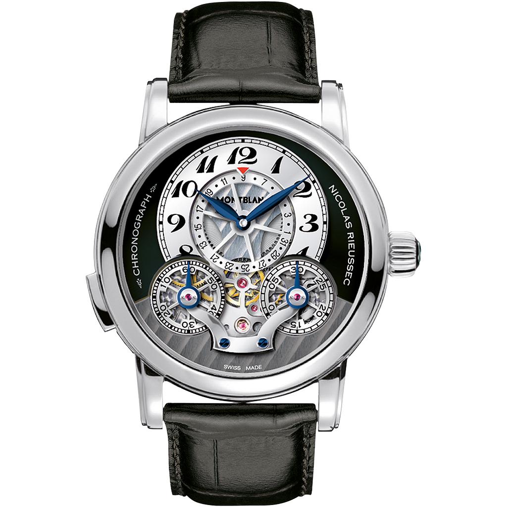 NICOLAS RIEUSSEC COLLECTION CHRONO MANUAL WOUND 43MM STEEL SILVER ALLIGATOR