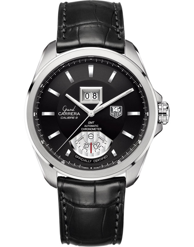 GRAND CARRERA GRANDE DATE GMT CALIBRE 8RS AUTOMATIC 42,5MM STEEL BLACK ALLIGATOR