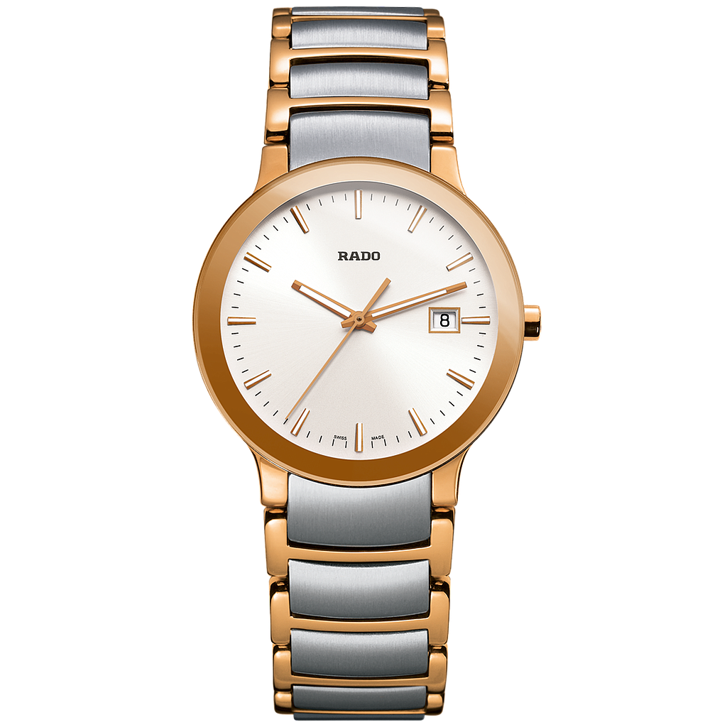 CENTRIX SILVER/ROSE QUARTZ 28MM STEEL & PVD WHITE STEEL & PVD