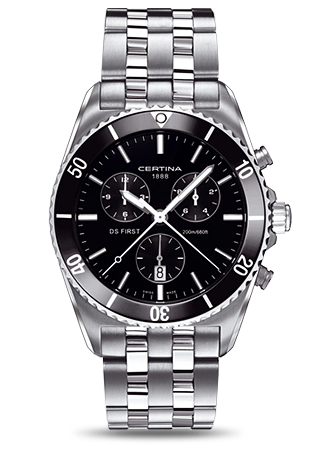 DS FIRST CERAMIC CHRONO QUARTZ 41MM STEEL BLACK STEEL