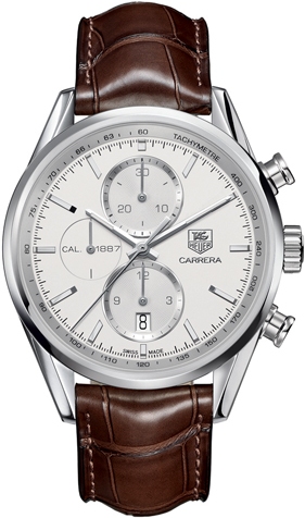 CARRERA CALIBRE 1887 CHRONOGRAPH AUTOMATIC 41MM STEEL WHITE ALLIGATOR