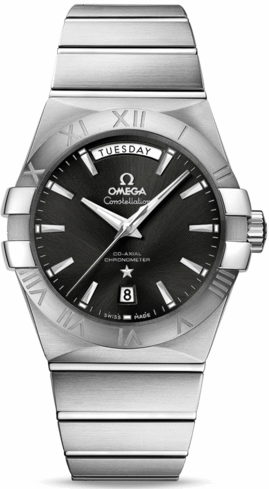 CONSTELLATION CO AXIAL DAY DATE AUTOMATIC 38MM STEEL BLACK STEEL