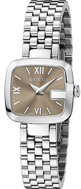 G GUCCI SMALL QUARTZ 24MM STEEL BROWN STEEL