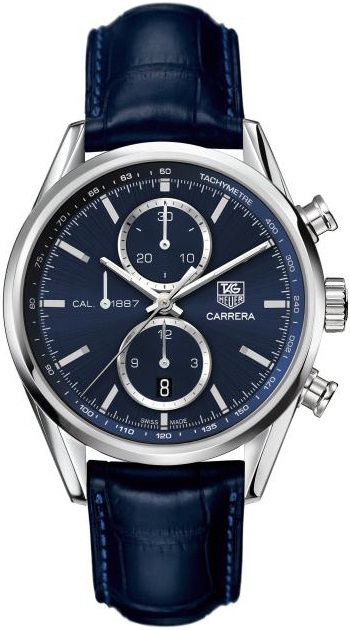 CARRERA CALIBRE 1887 CHRONOGRAPH AUTOMATIC 41MM STEEL BLUE ALLIGATOR