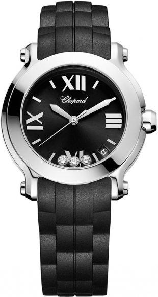 HAPPY SPORT MEDIUM QUARTZ 36MM STEEL BLACK RUBBER