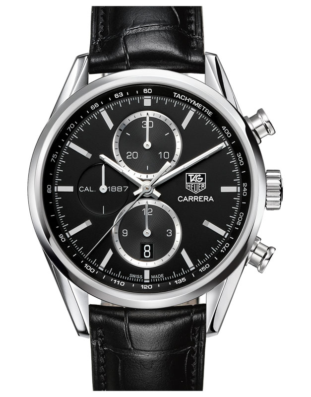 CARRERA CALIBRE 1887 CHRONOGRAPH AUTOMATIC 41MM STEEL BLACK ALLIGATOR