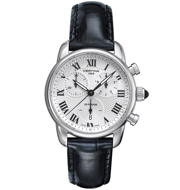 DS PODIUM LADY QUARTZ 34,5MM STEEL SILVER LEATHER