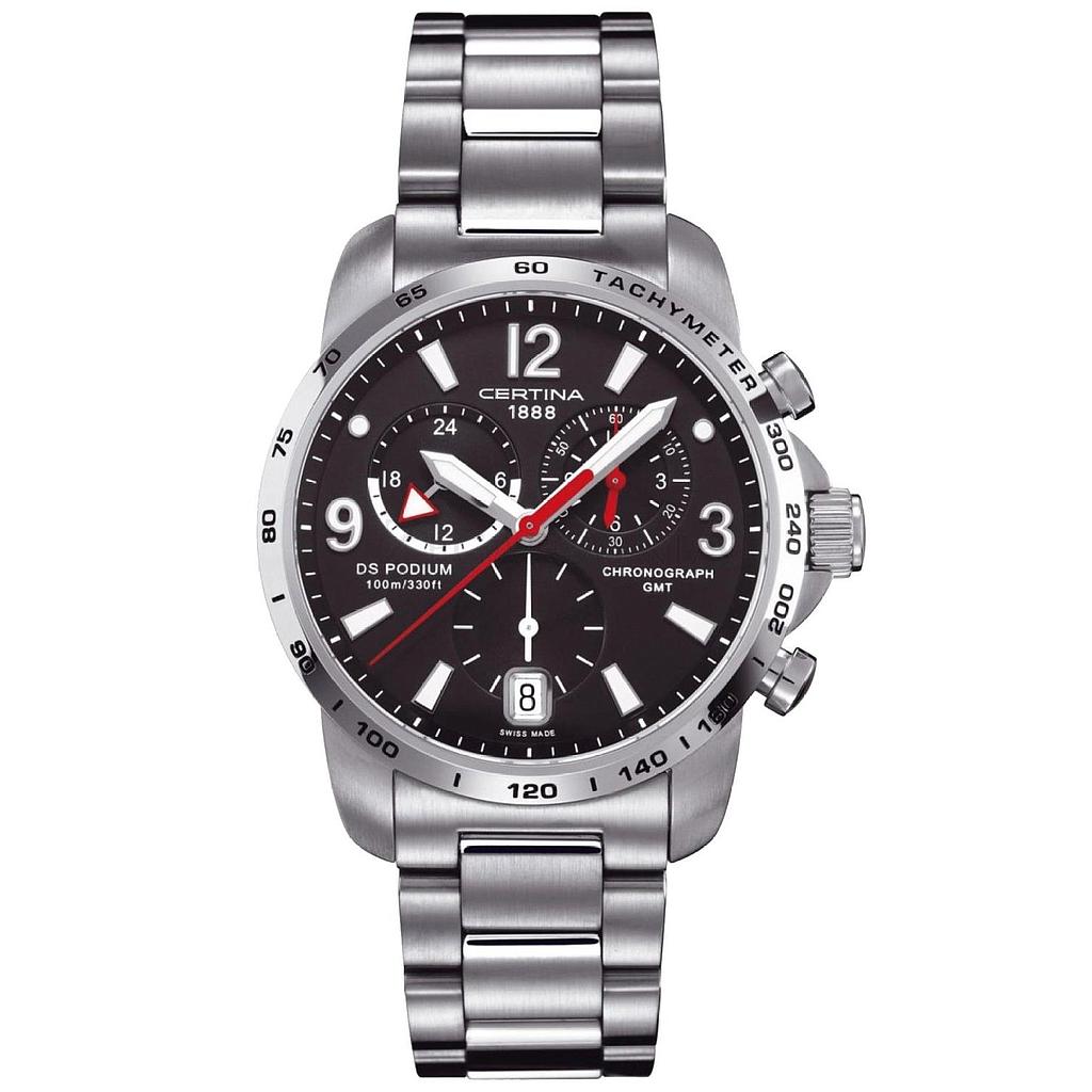DS PODIUM BIG SIZE CHRONO GMT QUARTZ 42MM STEEL BLACK STEEL