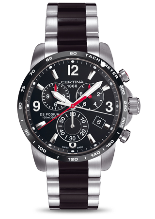 DS PODIUM BIG SIZE CHRONO QUARTZ 42MM STEEL BLACK STEEL & PVD