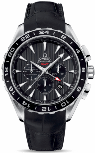 SEAMASTER AQUA TERRA 150M GMT CO AXIAL CHRONO AUTOMATIC 44MM STEEL BLACK RUBBER