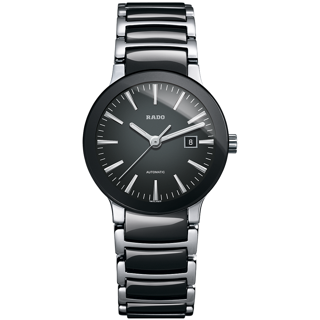 CENTRIX BLACK/SILVER AUTOMATIC 28MM STEEL BLACK STEEL & CERAMIC