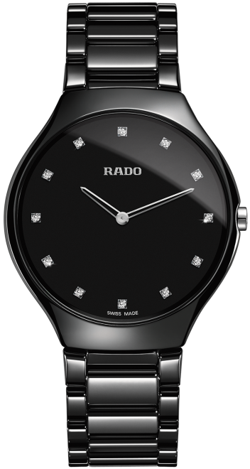 TRUE THINLINE BLACK QUARTZ 39MM STEEL & CERAMIC BLACK CERAMIC & TITANIUM