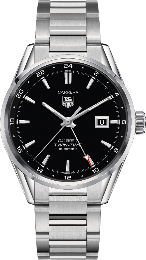 CARRERA CALIBRE 7 TWIN TIME AUTOMATIC 41MM STEEL BLACK STEEL