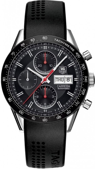 CARRERA CALIBRE 16 DAY DATE CHRONOGRAPH AUTOMATIC 41MM STEEL BLACK RUBBER