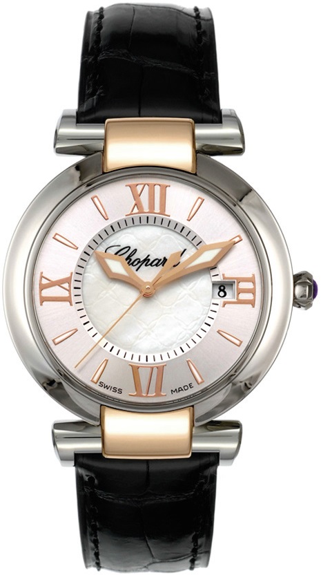 IMPERIALE 36 QUARTZ 36MM STEEL & ROSE GOLD SILVER ALLIGATOR