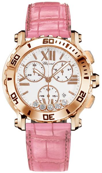 HAPPY SPORT CHRONO QUARTZ 42MM ROSE GOLD WHITE ALLIGATOR
