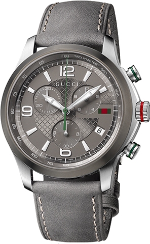 G TIMELESS CHRONOGRAPH QUARTZ 44MM STEEL GREY LEATHER