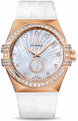 CONSTELLATION SMALL SECONDS CO AXIAL AUTOMATIC 35MM ROSE GOLD MOTHER OF PEARL ALLIGATOR