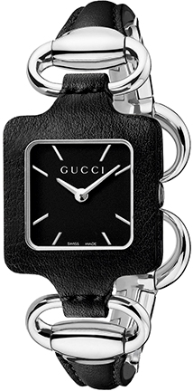 GUCCI 1921 STEEL QUARTZ 25MM STEEL & LEATHER BLACK STEEL & LEATHER