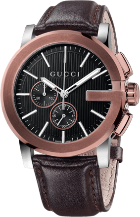 G CHRONO STEEL QUARTZ 44MM STEEL & PVD BLACK LEATHER