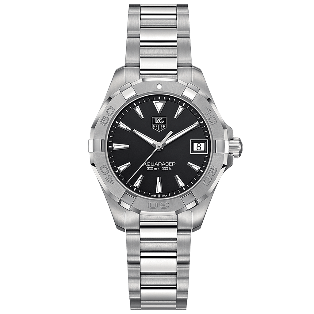 AQUARACER 300M QUARTZ QUARTZ 32MM STEEL BLACK STEEL