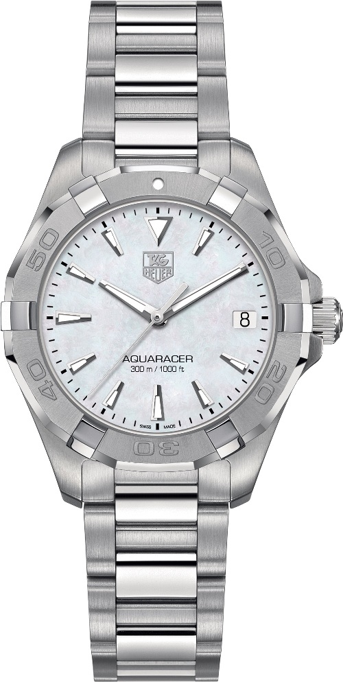 AQUARACER 300M QUARTZ QUARTZ 32MM STEEL MOTHER OF PEARL STEEL