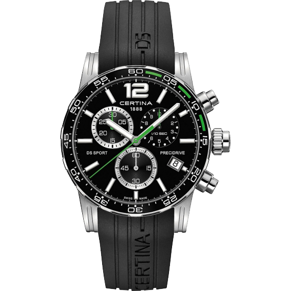 DS SPORT CHRONO QUARTZ 42MM STEEL BLACK RUBBER