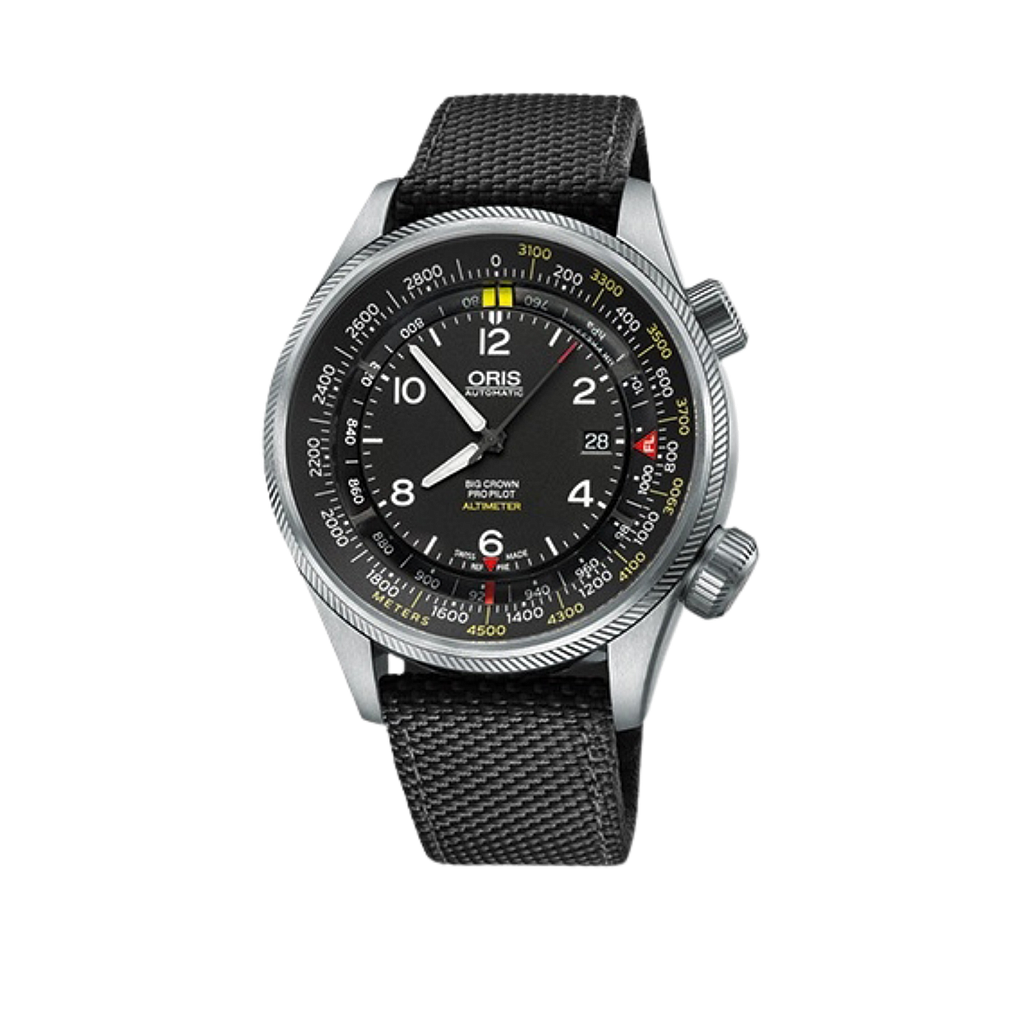 BIG CROWN PRO PILOT ALTIMETER METERS SCALE AUTOMATIC 47MM STEEL BLACK TEXTILE