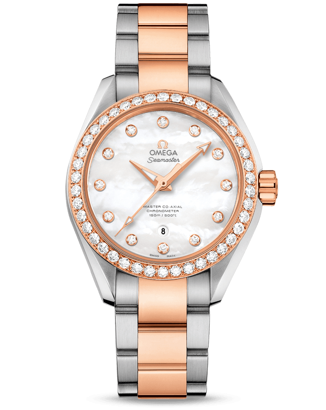 SEAMASTER AQUA TERRA 150M MASTER CO AXIAL AUTOMATIC 34MM STEEL MOTHER OF PEARL STEEL & ROSE GOLD