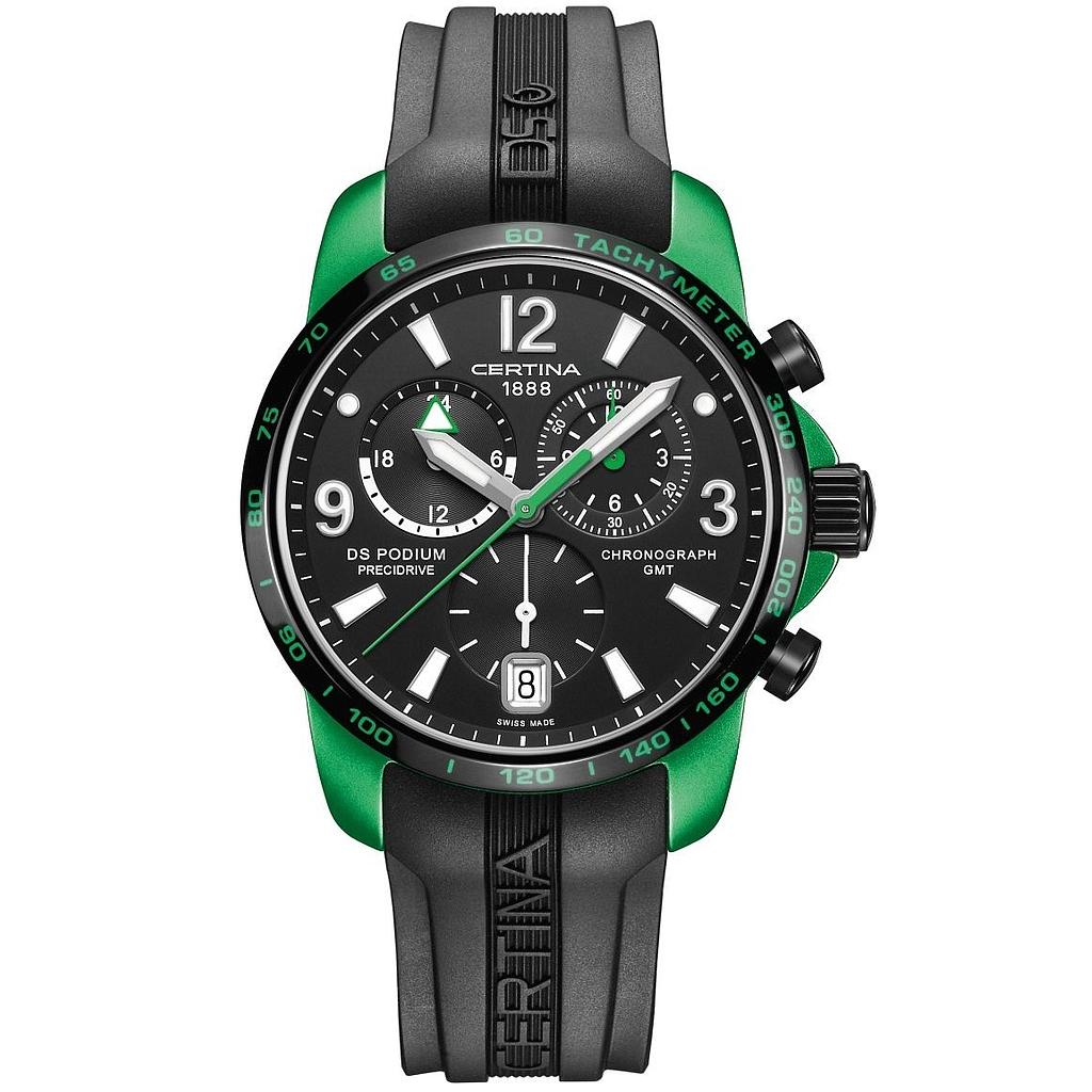 DS PODIUM BIG SIZE CHRONO GMT QUARTZ 42MM ALUMINIUM GREY BLACK RUBBER