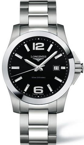 CONQUEST QUARTZ 41MM STEEL BLACK STEEL