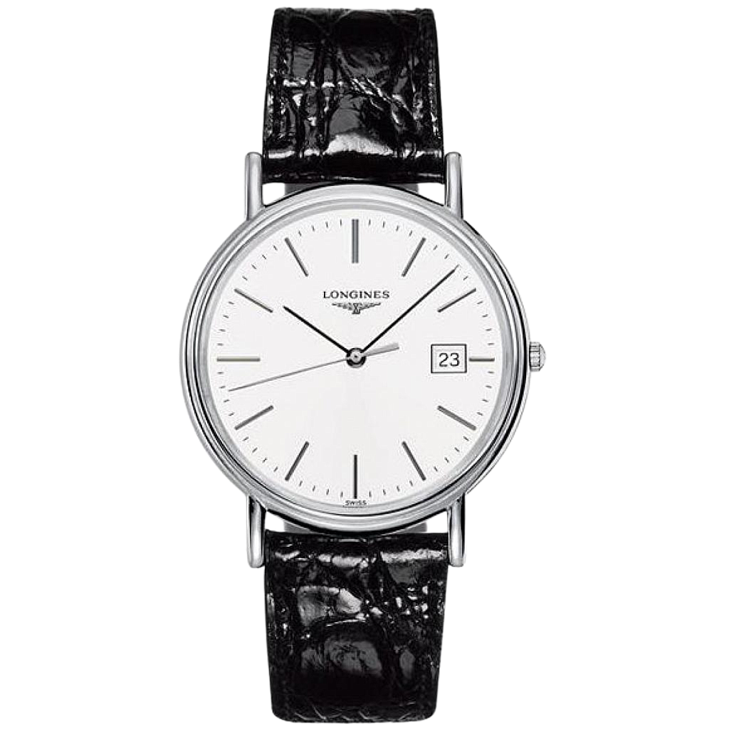 PRESENCE QUARTZ 38,5MM STEEL WHITE LEATHER