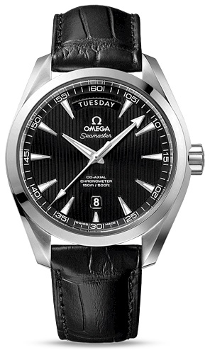 SEAMASTER AQUA TERRA 150M CO AXIAL DAY DATE AUTOMATIC 41,5MM STEEL BLACK ALLIGATOR