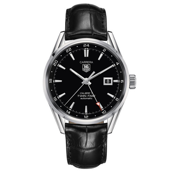 CARRERA CALIBRE 7 TWIN TIME AUTOMATIC 41MM STEEL BLACK ALLIGATOR