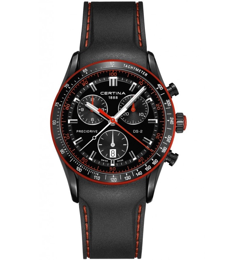 DS 2 CHRONO QUARTZ 40MM STEEL BLACK RUBBER