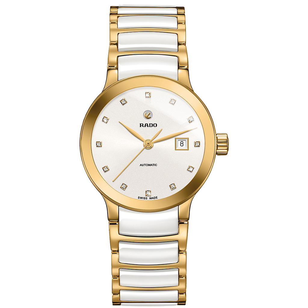 CENTRIX WHITE / GOLDEN AUTOMATIC 28MM STEEL & PVD WHITE STEEL & CERAMIC