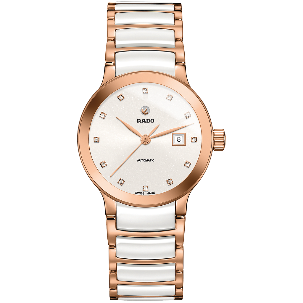 CENTRIX WHITE / ROSE AUTOMATIC 28MM STEEL & PVD WHITE STEEL & CERAMIC