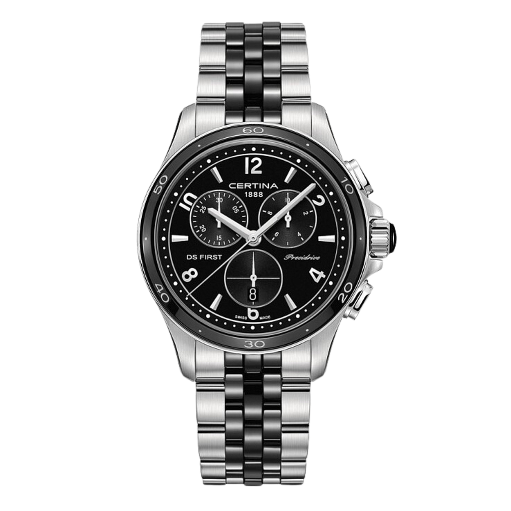 DS FIRST LADY CHRONO CERAMIC QUARTZ 38MM STEEL BLACK STEEL & PVD