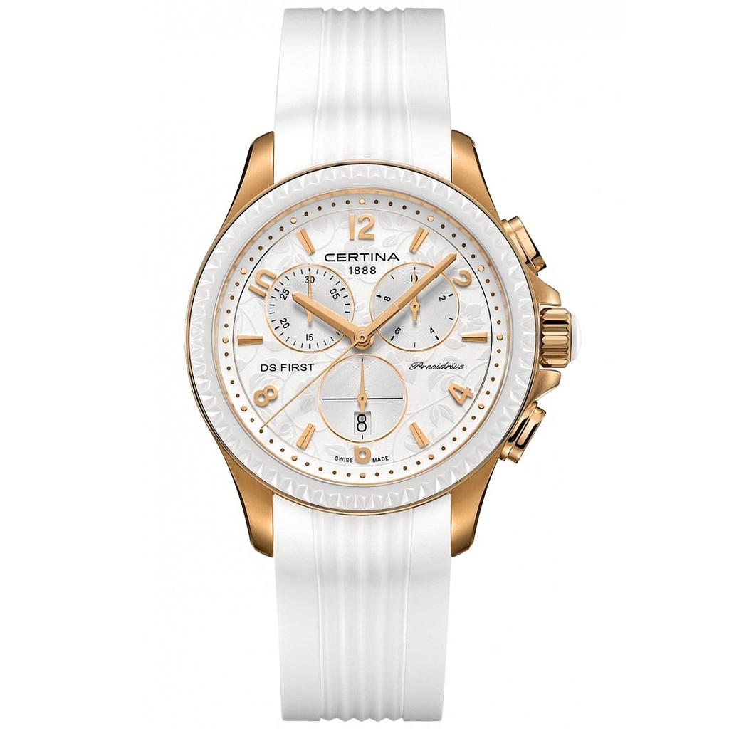 DS FIRST LADY CERAMIC QUARTZ 38MM STEEL & PVD WHITE RUBBER