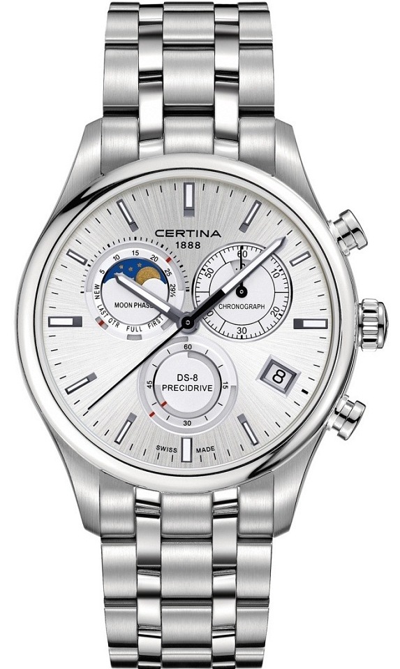 DS 8 CHRONO MOON PHASE QUARTZ 42MM STEEL SILVER STEEL