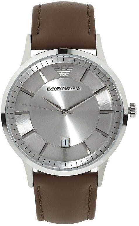 RENATO QUARTZ 43MM STEEL SILVER LEATHER